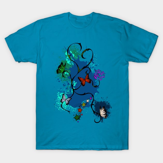 Butterfly (flowers) T-Shirt by sk3tch